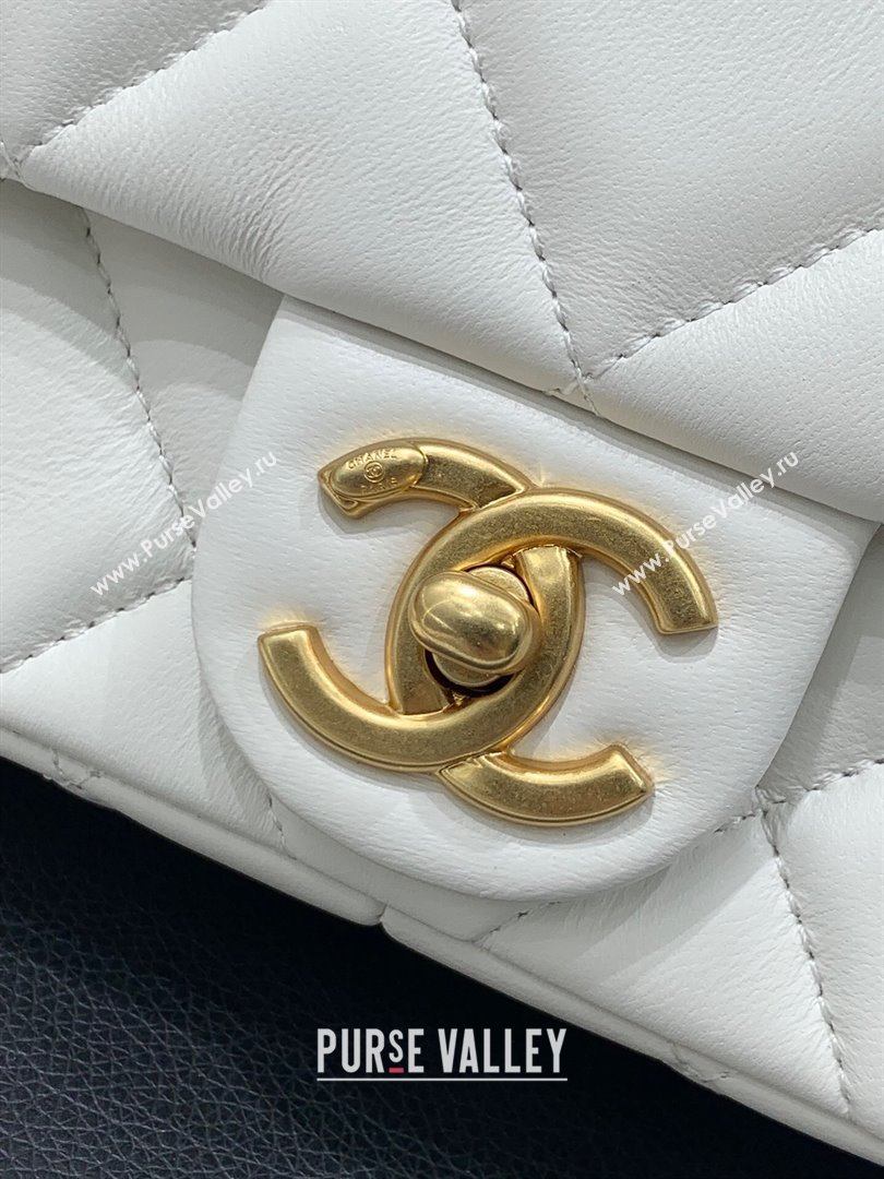 Chanel Lambskin Small Flap Bag with Pearls Chain AS4861 White 2024 (yezi-240412004)