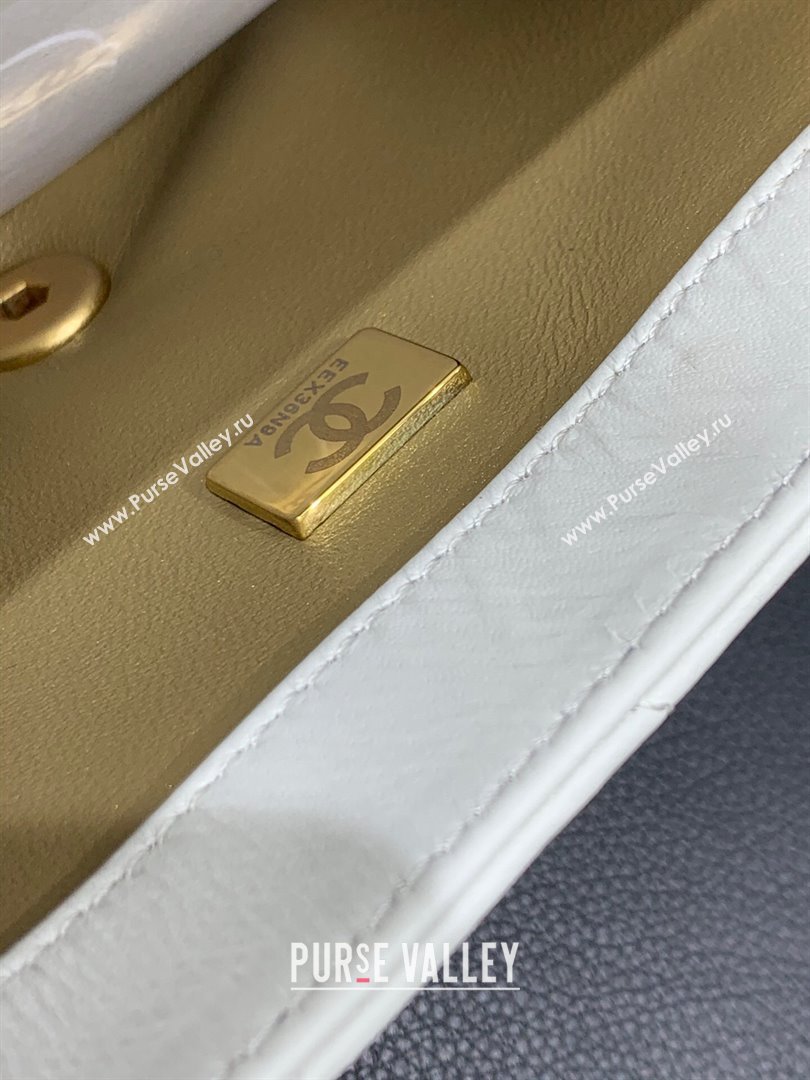 Chanel Lambskin Small Flap Bag with Pearls Chain AS4861 White 2024 (yezi-240412004)