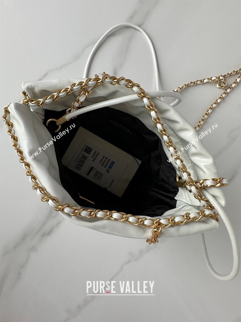 Chanel Shiny Calfskin 22 Mini Shopping Bag AS3980 with Stripes White 2024 (yezi-240412012)