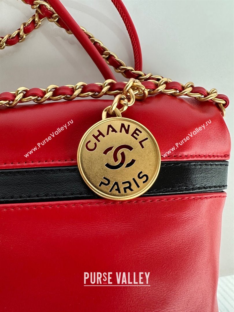 Chanel Shiny Calfskin 22 Mini Shopping Bag AS3980 with Stripes Red 2024 (yezi-240412013)