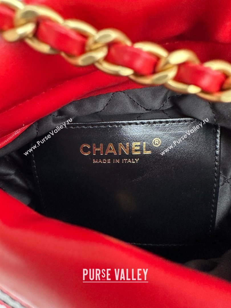 Chanel Shiny Calfskin 22 Mini Shopping Bag AS3980 with Stripes Red 2024 (yezi-240412013)