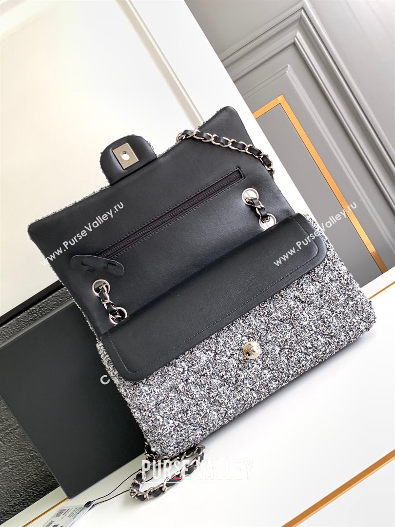 Chanel Classic Tweed Medium 11.12 Flap Bag A01112 White/Black 2024 0411 (yezi-240411025)