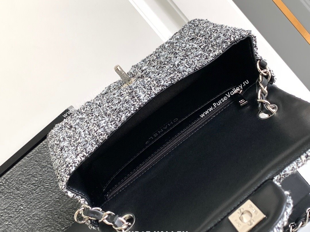 Chanel Classic Tweed Mini 11.12 Flap Bag A69900 White/Black 2024 0411 (yezi-240411023)