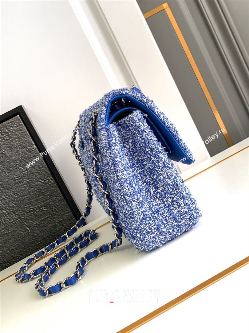 Chanel Classic Tweed Medium 11.12 Flap Bag A01112 Blue 2024 0411 (yezi-240411026)