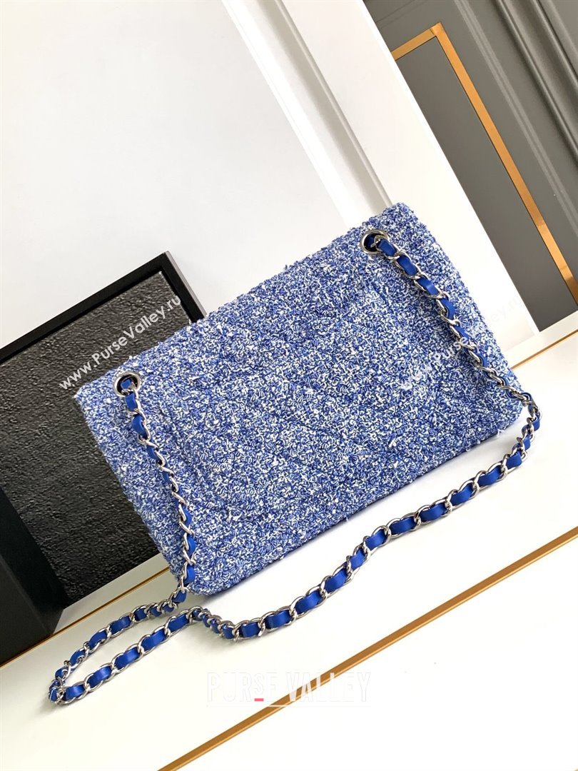 Chanel Classic Tweed Medium 11.12 Flap Bag A01112 Blue 2024 0411 (yezi-240411026)