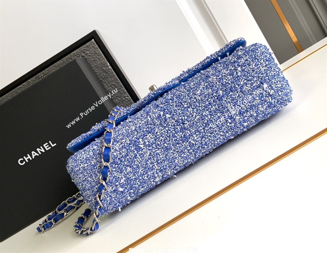 Chanel Classic Tweed Medium 11.12 Flap Bag A01112 Blue 2024 0411 (yezi-240411026)