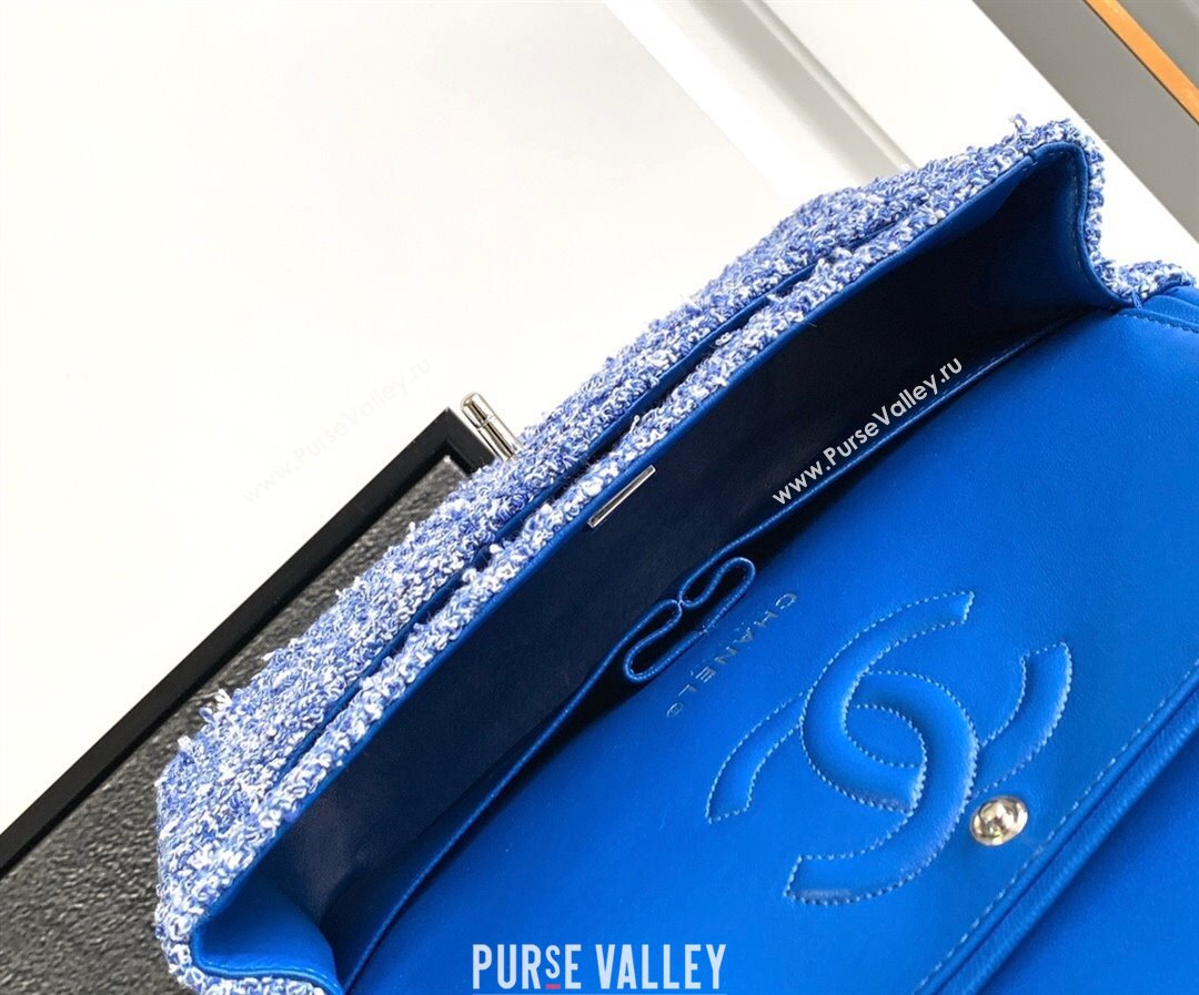 Chanel Classic Tweed Medium 11.12 Flap Bag A01112 Blue 2024 0411 (yezi-240411026)