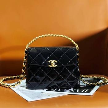 Chanel Patent Calfskin Mini Flap Bag with Top Handle AS4472 Black 2024 (yezi-240412015)