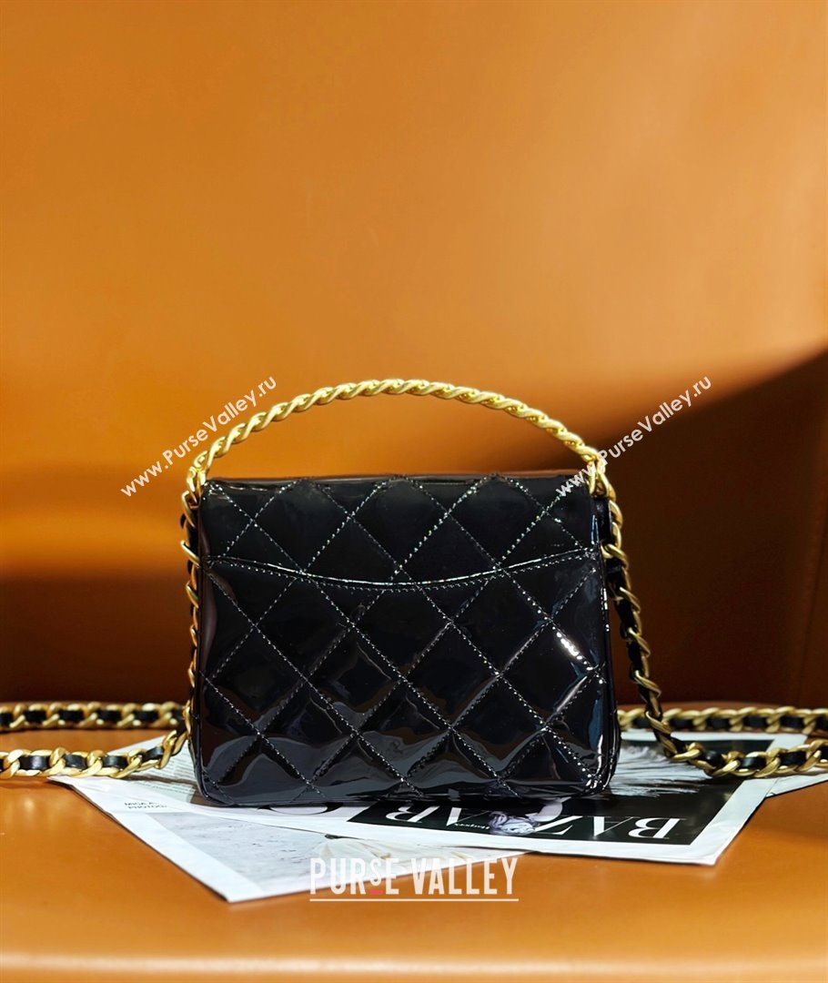 Chanel Patent Calfskin Mini Flap Bag with Top Handle AS4472 Black 2024 (yezi-240412015)