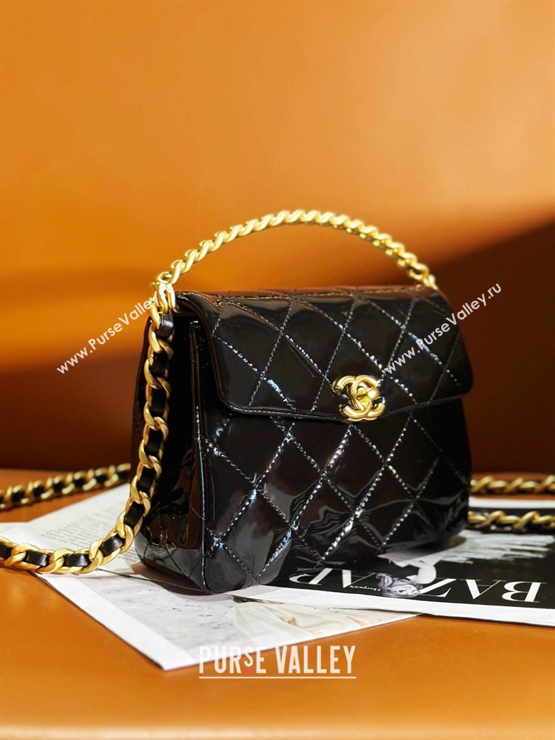 Chanel Patent Calfskin Mini Flap Bag with Top Handle AS4472 Black 2024 (yezi-240412015)