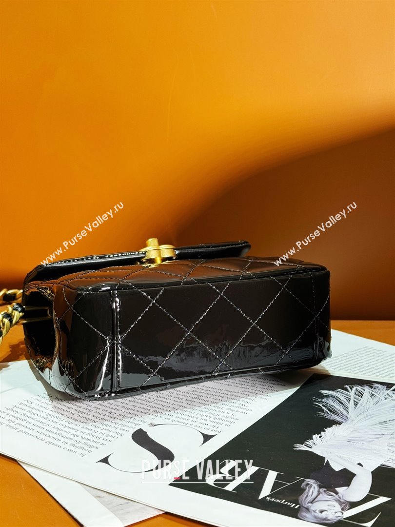 Chanel Patent Calfskin Mini Flap Bag with Top Handle AS4472 Black 2024 (yezi-240412015)