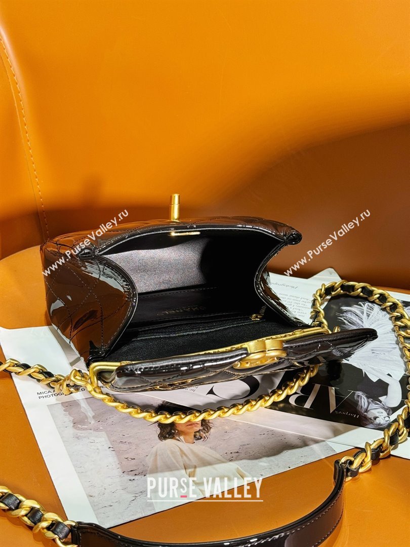 Chanel Patent Calfskin Mini Flap Bag with Top Handle AS4472 Black 2024 (yezi-240412015)