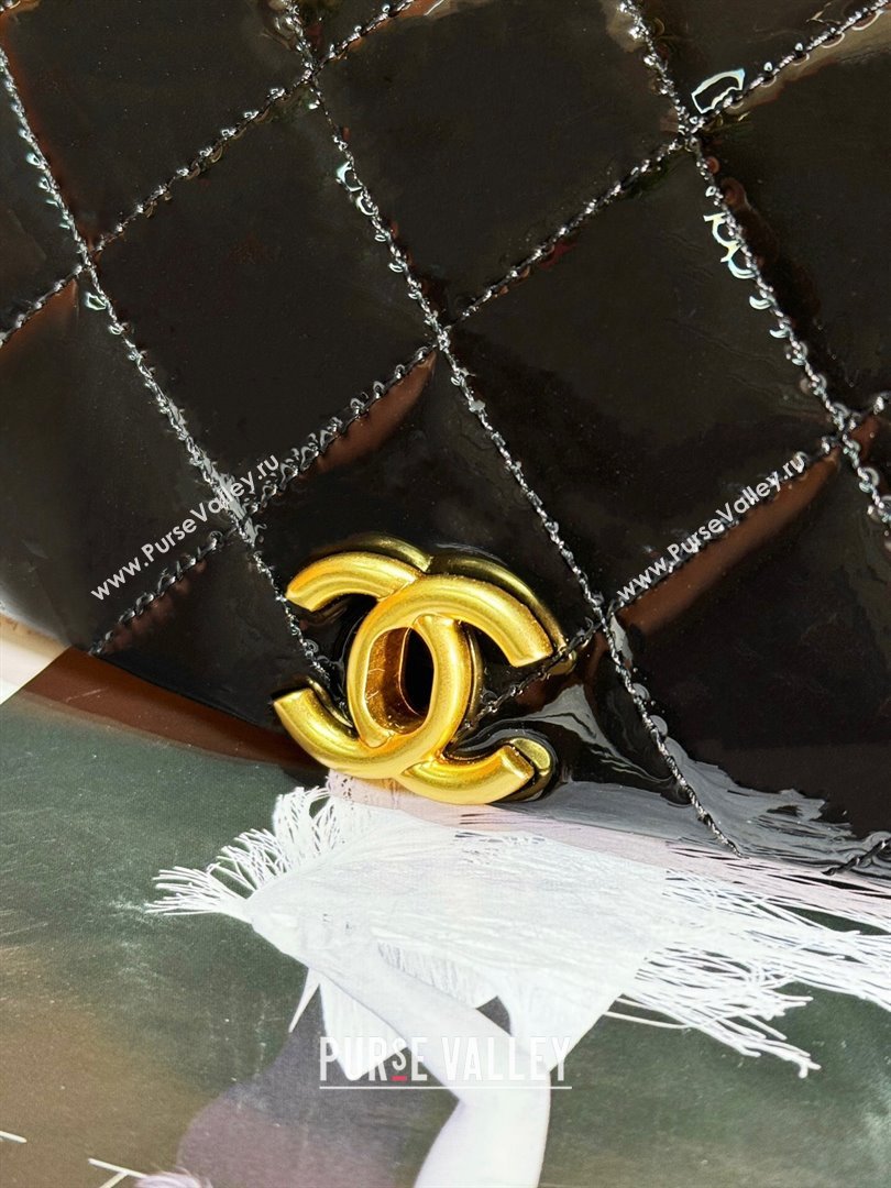 Chanel Patent Calfskin Mini Flap Bag with Top Handle AS4472 Black 2024 (yezi-240412015)