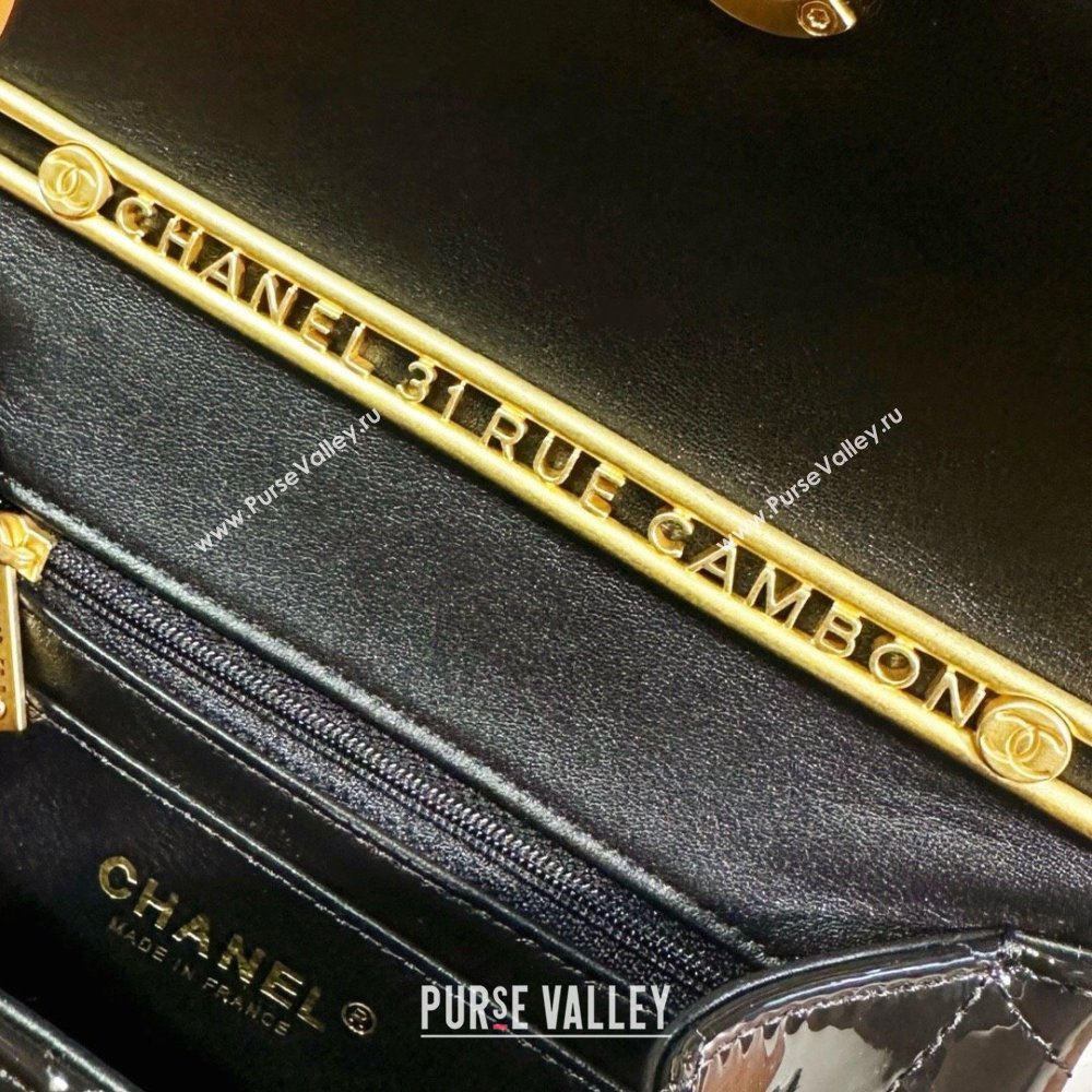 Chanel Patent Calfskin Mini Flap Bag with Top Handle AS4472 Black 2024 (yezi-240412015)