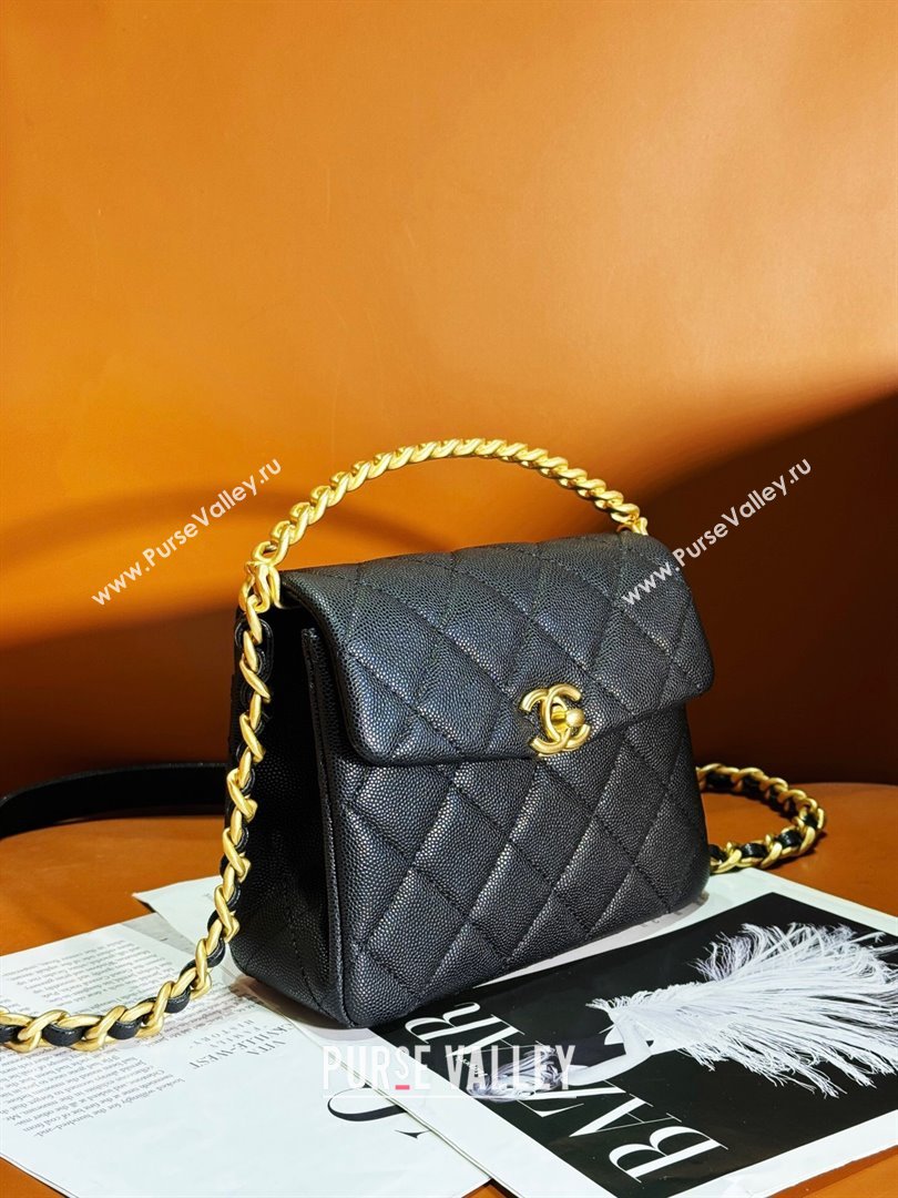 Chanel Grained Calfskin Mini Flap Bag with Top Handle AS4472 Black 2024 (yezi-240412014)
