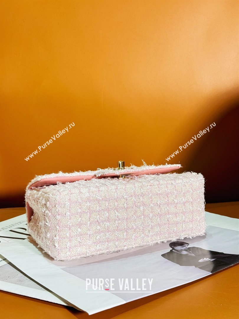 Chanel Tweed Mini Flap Bag with Top Handle AS2431 Light Pink 2024 (yezi-240412017)