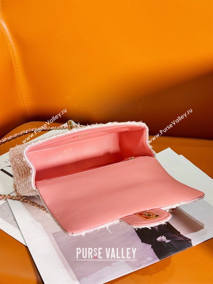 Chanel Tweed Mini Flap Bag with Top Handle AS2431 Light Pink 2024 (yezi-240412017)