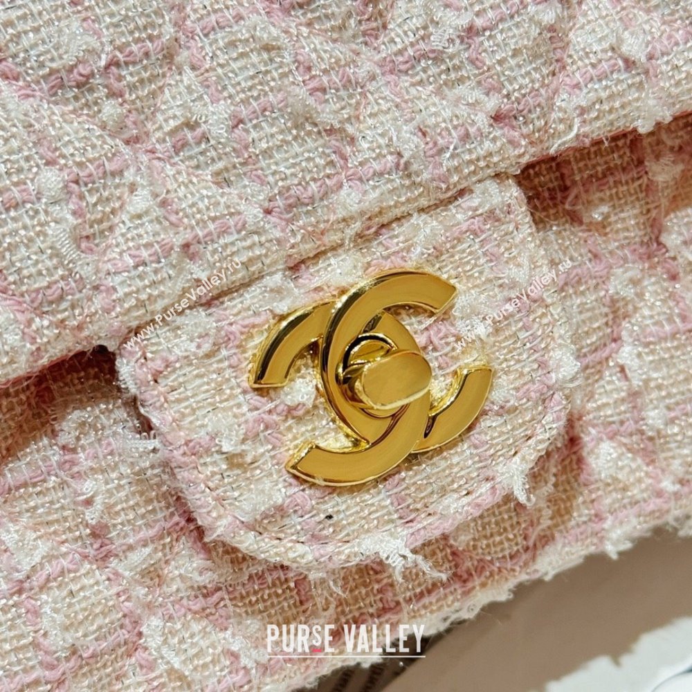 Chanel Tweed Mini Flap Bag with Top Handle AS2431 Light Pink 2024 (yezi-240412017)