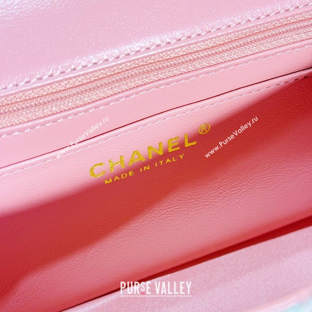 Chanel Tweed Mini Flap Bag with Top Handle AS2431 Light Pink 2024 (yezi-240412017)