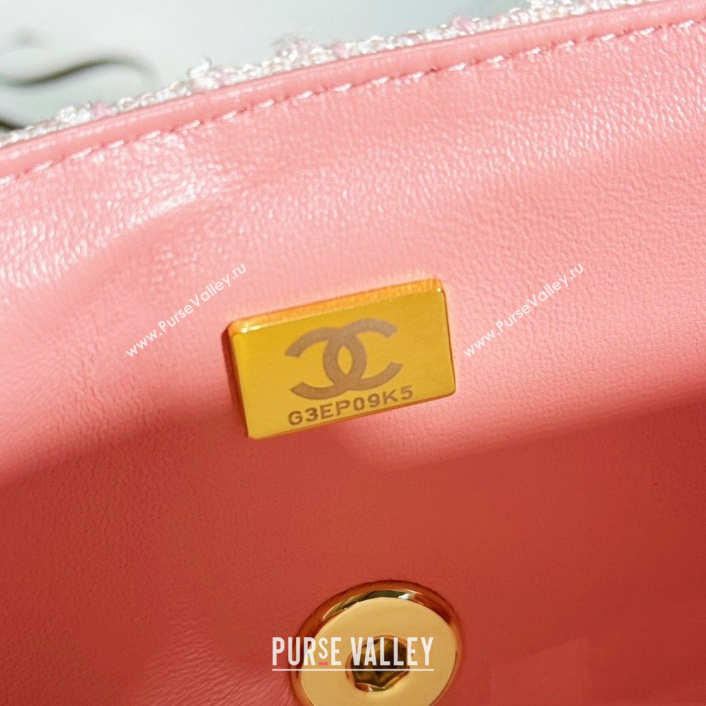Chanel Tweed Mini Flap Bag with Top Handle AS2431 Light Pink 2024 (yezi-240412017)