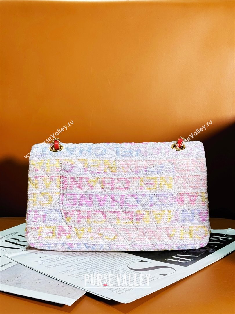 Chanel Tweed Medium Classic Flap Bag Yellow/Light Pink/White A01112 2024 (yezi-240412018)