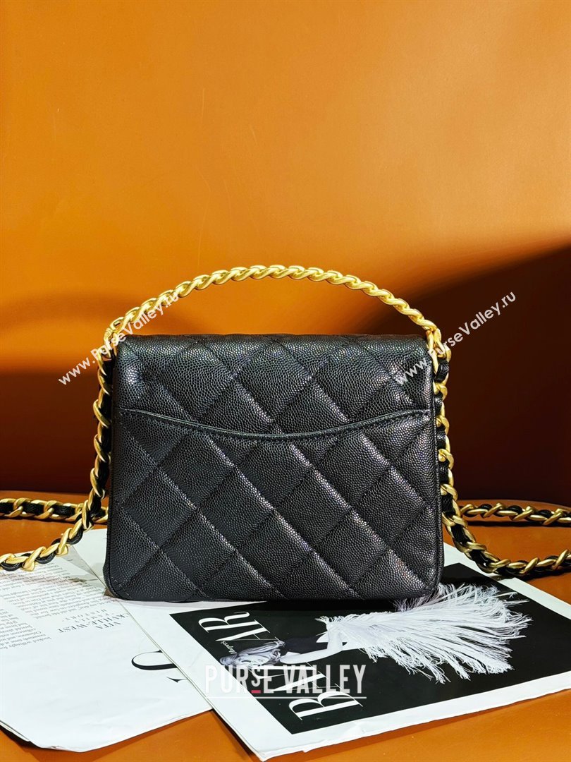 Chanel Grained Calfskin Mini Flap Bag with Top Handle AS4472 Black 2024 (yezi-240412014)