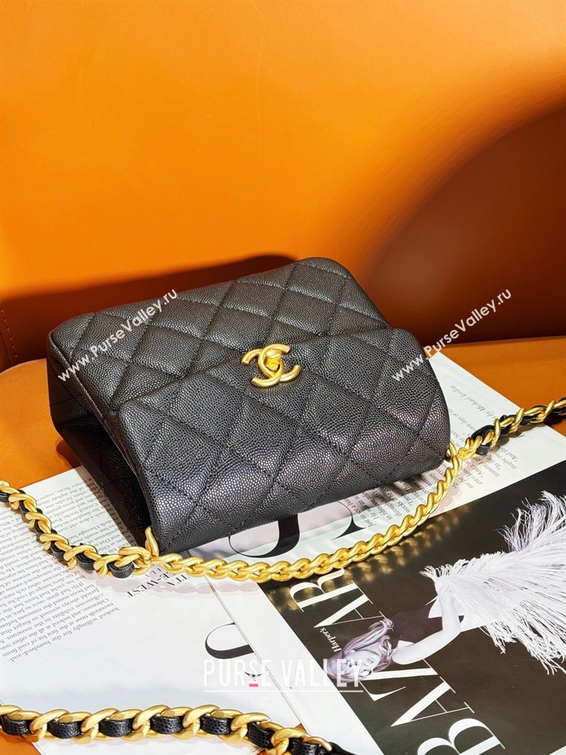 Chanel Grained Calfskin Mini Flap Bag with Top Handle AS4472 Black 2024 (yezi-240412014)