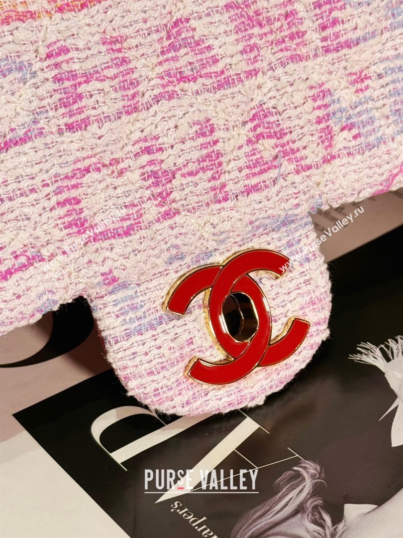 Chanel Tweed Small Classic Flap Bag Yellow/Light Pink/White A0107 2024 (yezi-240412019)