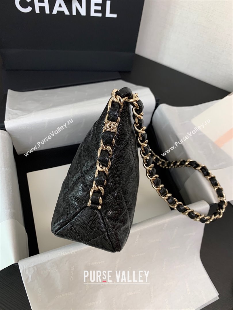 Chanel Grained Shiny Small Hobo Bag AS4320 Black 2024 (yezi-240412024)