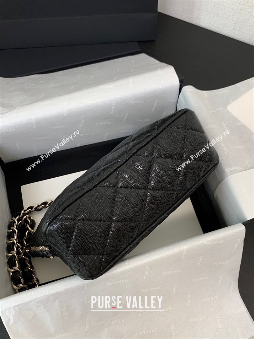 Chanel Grained Shiny Small Hobo Bag AS4320 Black 2024 (yezi-240412024)