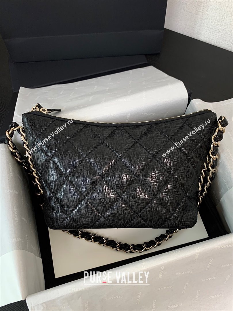 Chanel Grained Shiny Small Hobo Bag AS4320 Black 2024 (yezi-240412024)