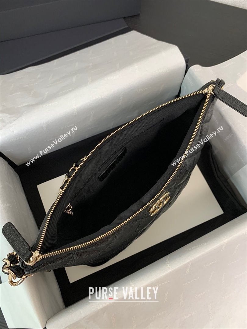 Chanel Grained Shiny Small Hobo Bag AS4320 Black 2024 (yezi-240412024)