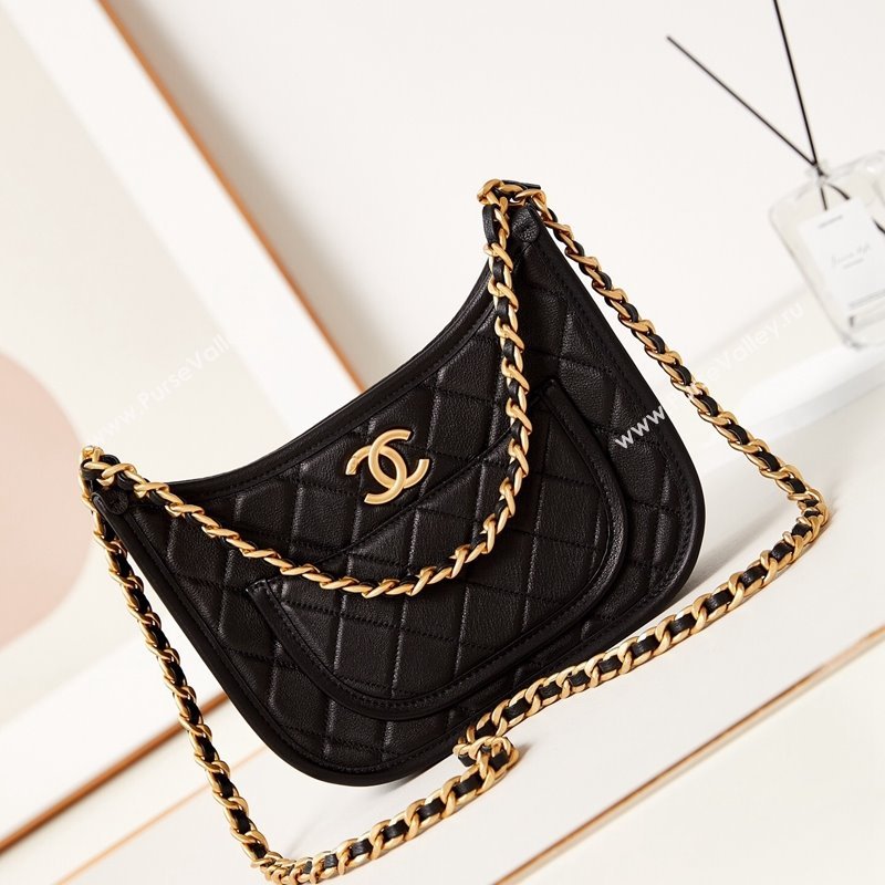 Chanel Calfskin Hobo Bag AS4666 Black 2024 (yezi-240412021)