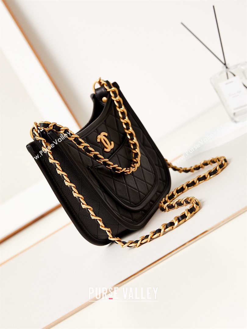 Chanel Calfskin Hobo Bag AS4666 Black 2024 (yezi-240412021)
