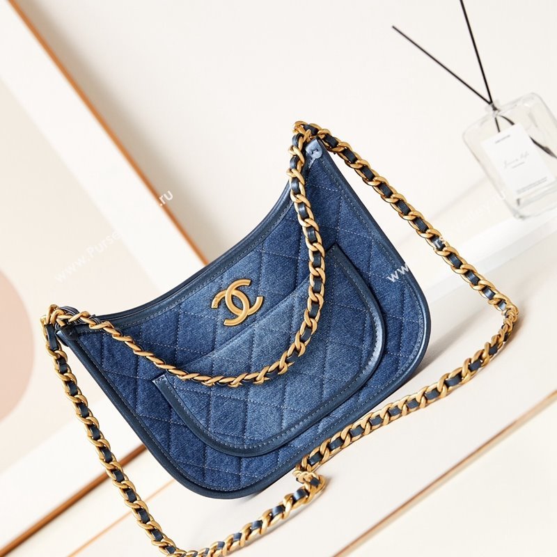 Chanel Washed Denim Hobo Bag AS4666 Blue 2024 (yezi-240412020)