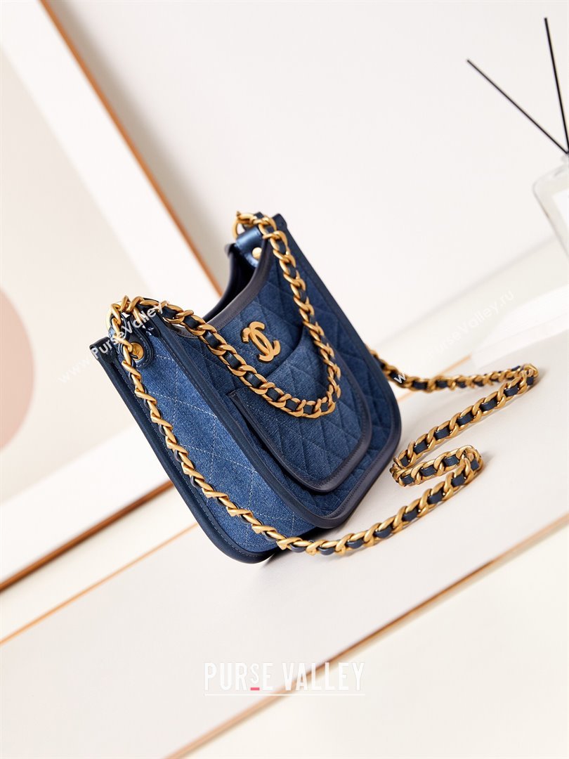 Chanel Washed Denim Hobo Bag AS4666 Blue 2024 (yezi-240412020)