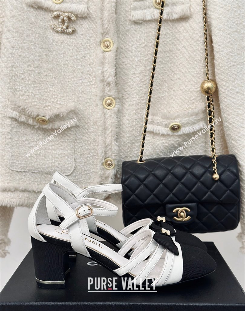 Chanel Calfskin Heel Sandals with Bow White 2024 042401 (MD-240424037)