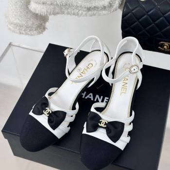 Chanel Calfskin Heel Sandals with Bow White 2024 042401 (MD-240424037)