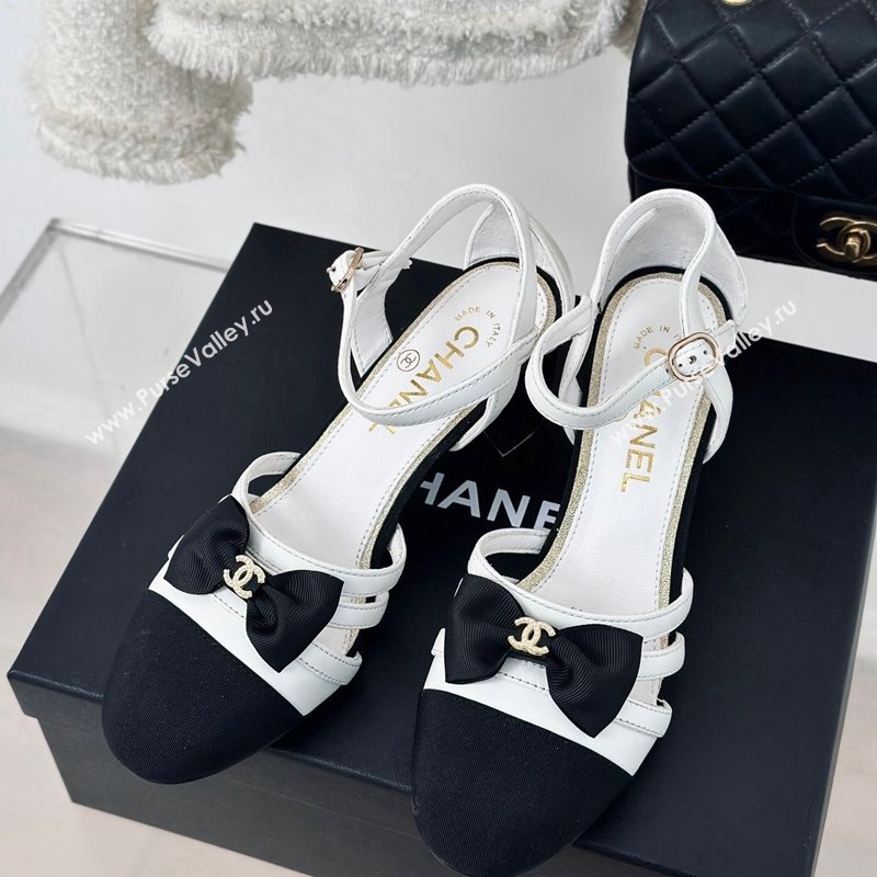 Chanel Calfskin Heel Sandals with Bow White 2024 042401 (MD-240424037)