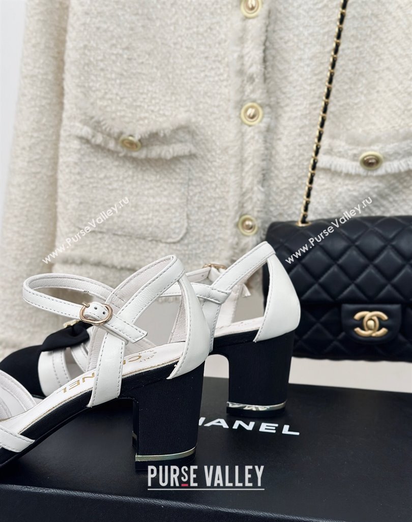 Chanel Calfskin Heel Sandals with Bow White 2024 042401 (MD-240424037)