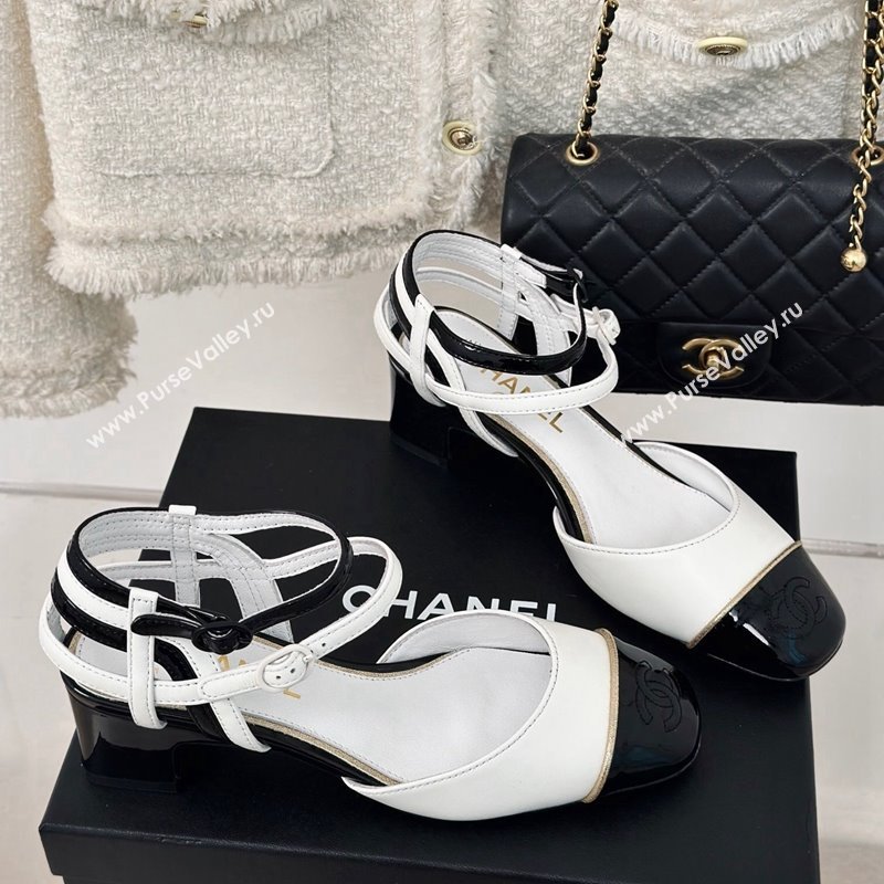 Chanel Calfskin Heel Sandals 4.5/8.5cm with Double Ankle Strap White 2024 (MD-240424041)