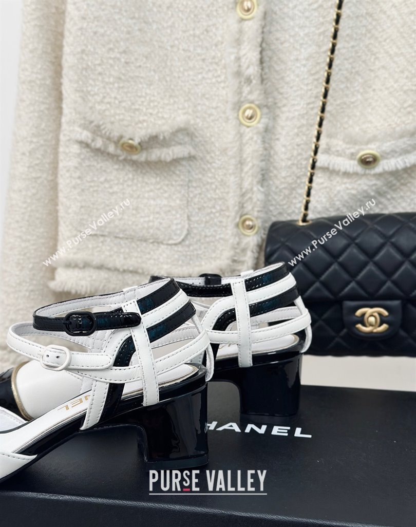 Chanel Calfskin Heel Sandals 4.5/8.5cm with Double Ankle Strap White 2024 (MD-240424041)
