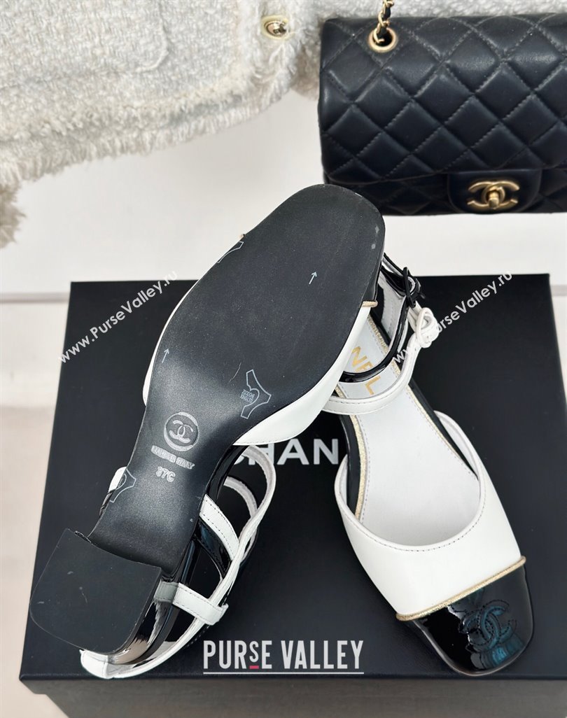 Chanel Calfskin Heel Sandals 4.5/8.5cm with Double Ankle Strap White 2024 (MD-240424041)