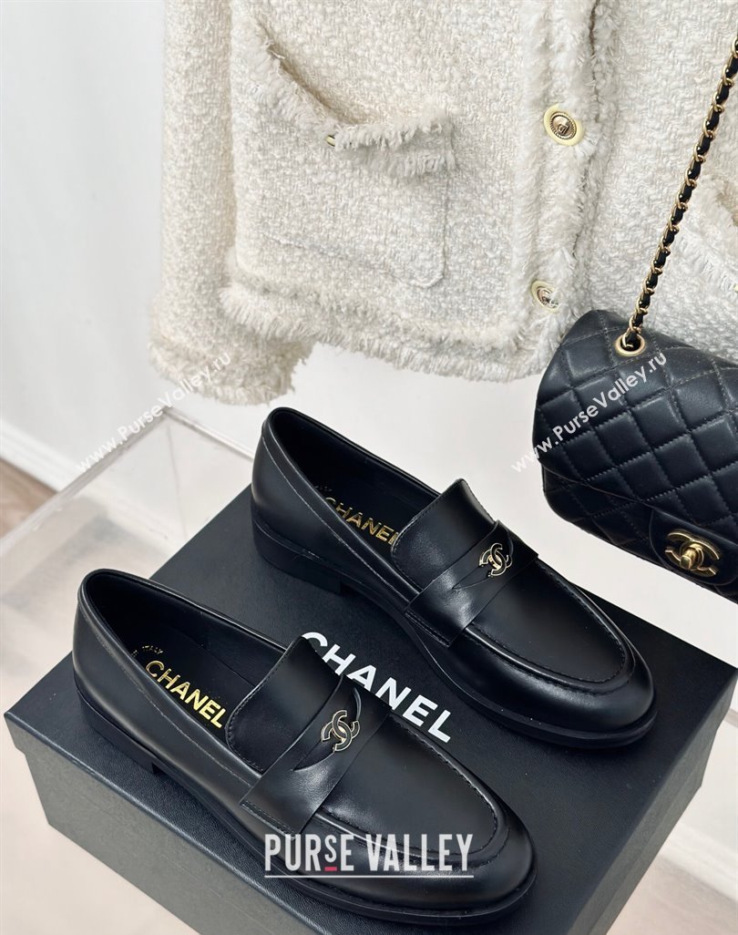 Chanel Shiny Calfskin Loafers G45504 Black 2024 (MD-240424046)