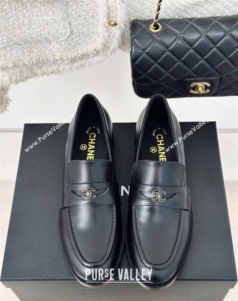 Chanel Shiny Calfskin Loafers G45504 Black 2024 (MD-240424046)