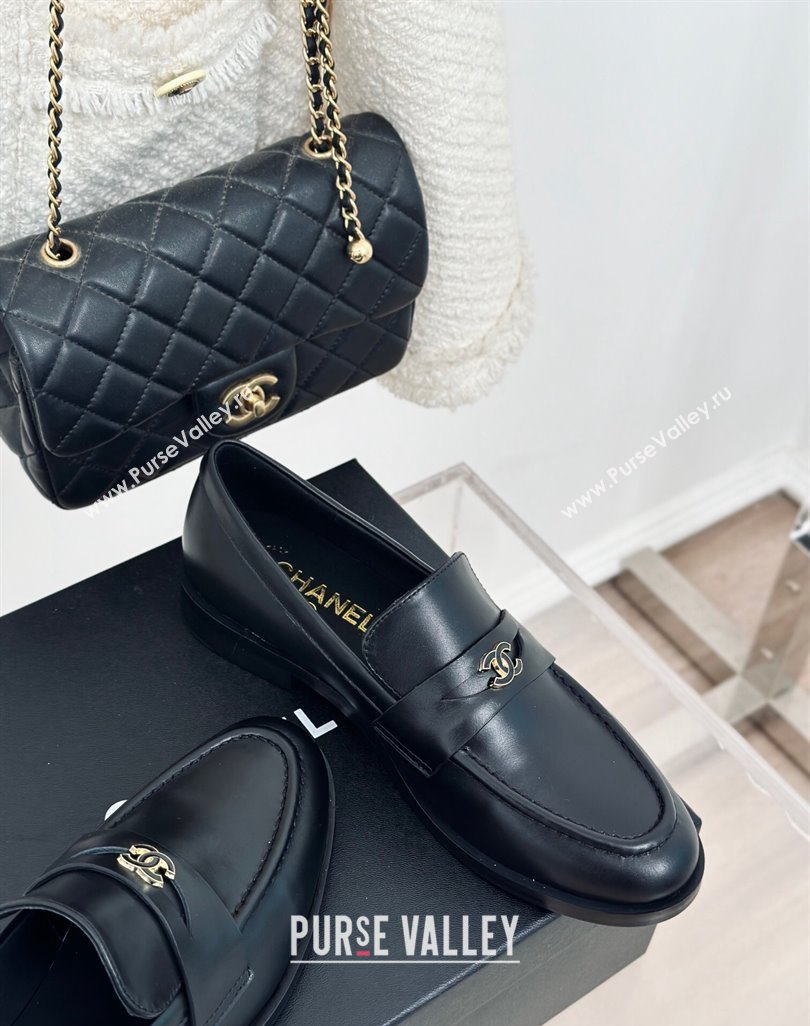 Chanel Shiny Calfskin Loafers G45504 Black 2024 (MD-240424046)
