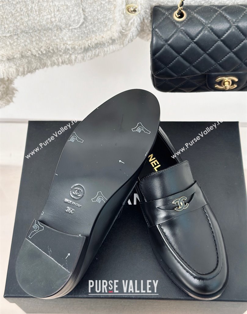 Chanel Shiny Calfskin Loafers G45504 Black 2024 (MD-240424046)