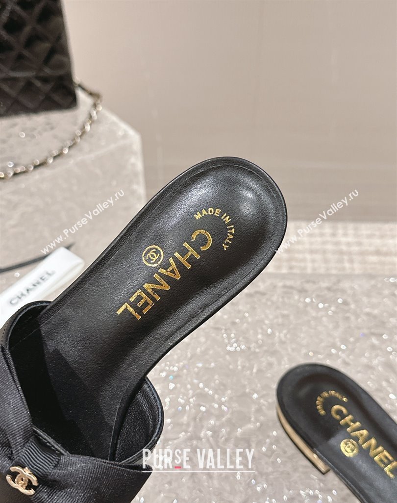 Chanel Lambskin Flat Slide Sandals with Bow G45691 Black 2024 (MD-240424055)