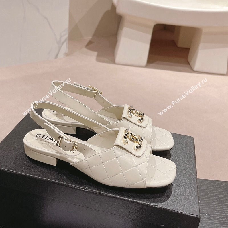 Chanel Quilted Lambskin Flat Sandals with Folder CC White 2024 0424 (MD-240424058)