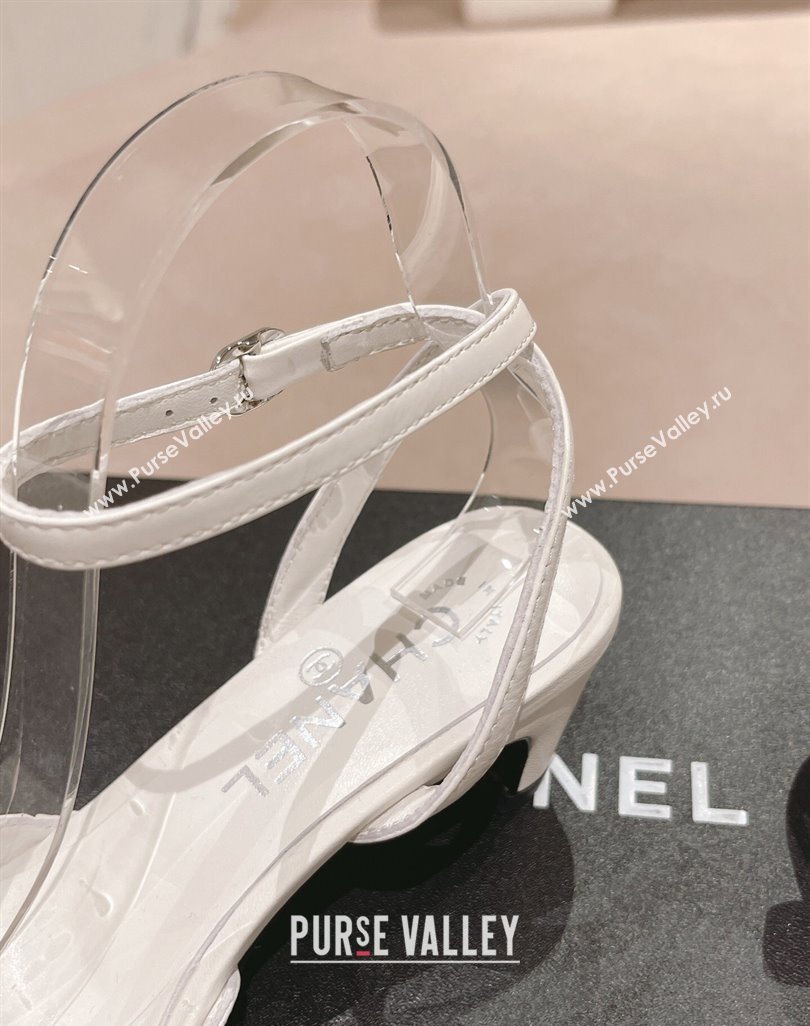 Chanel Lambskin Grosgrain Slingbacks Pumps 5cm G45370 White 2024 (MD-240423095)